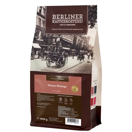 Berliner Kaffeerösterei Wiener Melange Kaffee ganze Bohne ~ 1000g