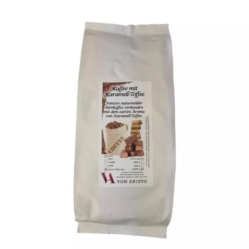 Aromakaffee Karamell-Toffee ganze Bohnen ~ 1kg Beutel