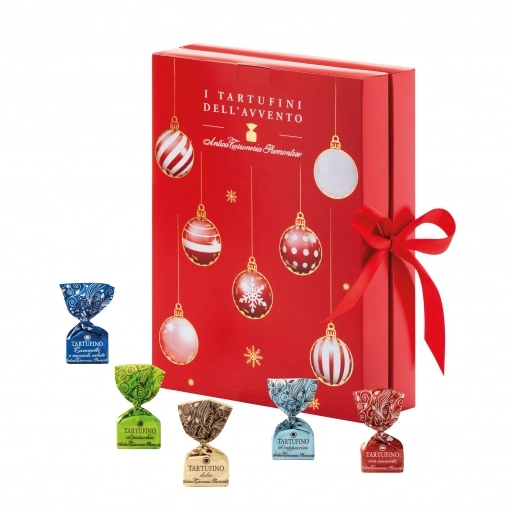 Antica Torroneria Schokoladen-Trüffel Adventskalender Rot Christmas Box Tartufini Dolci ~ 168g