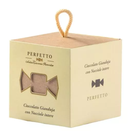 Antica Torroneria Piemontese Perfetto Praline Cioccolato Gianduja con Nocciole intere (Nougat mit ganzen Haselnüssen) ~ 100g Cubo