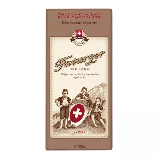 Favarger Heritage Tafel Milch Kakaonibs 100g ~ 1 Tafel á 100g