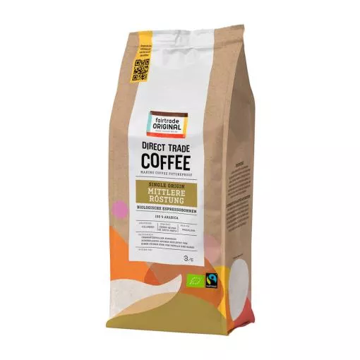 Fairtrade Original - Bio & Fairtrade Direct Trade Coffee - Espresso Medium Roast, 500g ganze Bohnen