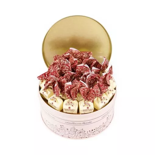 Gustone Schokoladentrüffel Pralinen-Dose mit 28 Stück - Tartufi Dolci Bianchi von Antica Torroneria Piemontese ~ 392g