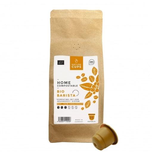 NatureCups Kaffeekapseln kompostierbar und kompatibel mit Nespresso - Bio Barista 35er Tüte