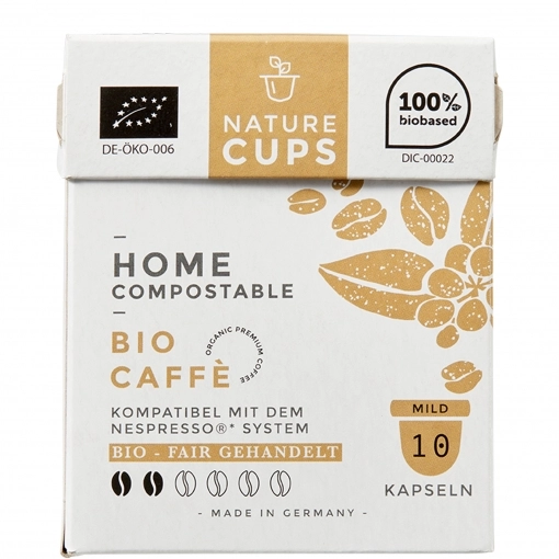 NatureCups Kaffeekapseln kompostierbar und kompatibel mit Nespresso - Bio Caffè 10er Box