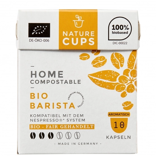 NatureCups Kaffeekapseln kompostierbar und kompatibel mit Nespresso - Bio Barista 10er Box