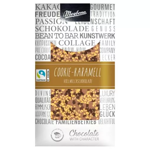 Meybona Collage Vollmilchschokolade Cookie-Karamell 36% mit Fairtrade Kakao ~ 100g