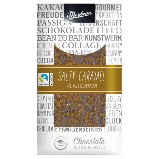 Meybona Collage Vollmilchschokolade Salted Caramel 36% mit Fairtrade Kakao ~ 100g