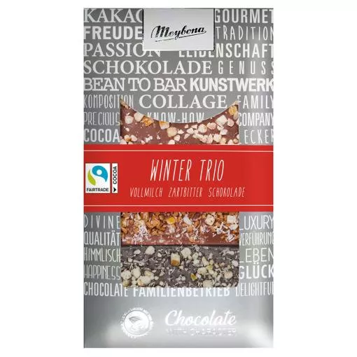 Meybona Collage Weihnachtsschokolade Winter Trio mit Fairtrade Kakao 3 x 30g ~ 90g
